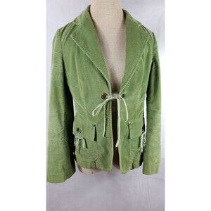 BANANA REPUBLIC GREEN CORDUROY COAT JACKET WOMENS SIZE SMALL S